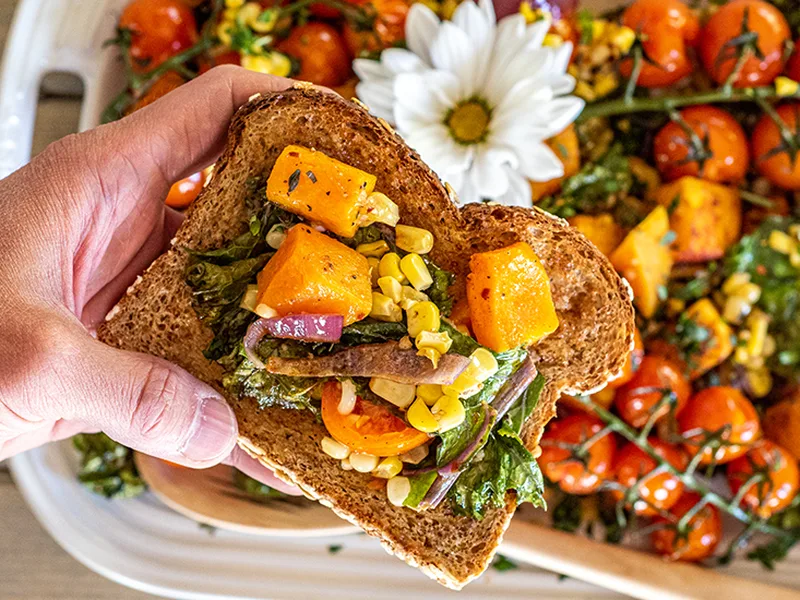 Roasted Summer Vegetable Breakfast Bake with Kale