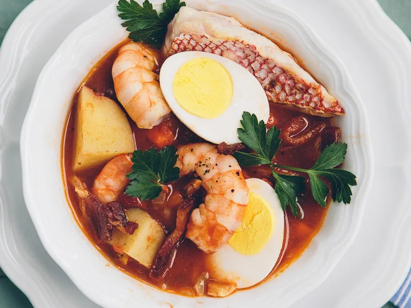 North Carolina Fish Muddle with Shrimp and Bacon Stew