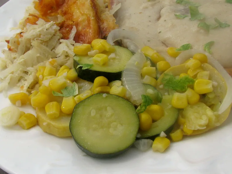 Garlicky Summer Squash and Corn Skillet