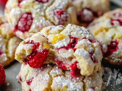 Sweet Lemon Raspberry Cookies with Raspberry Glaze