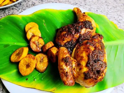 Grilled Jerk Chicken with Fried Plantain Chips