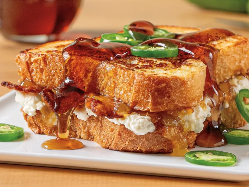 Sweet and Spicy Ricotta Bacon French Toast Stacks