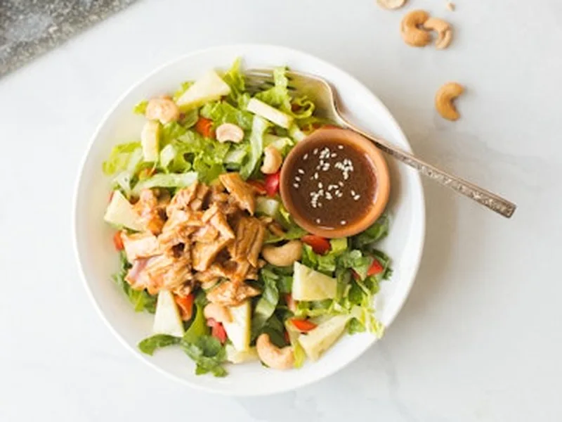 Hawaiian Pulled Pork Salad with Sesame Miso Vinaigrette