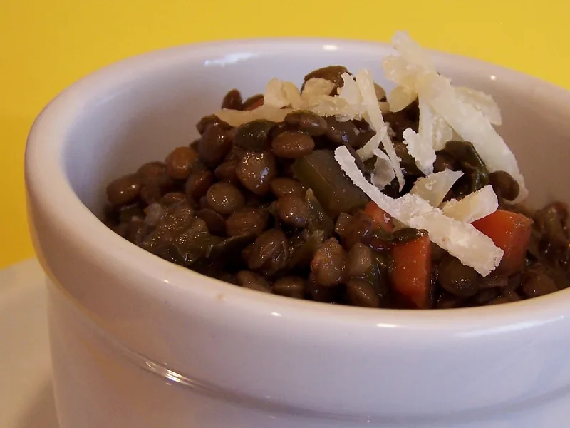 Green Lentil Soup with Spinach and Parsley