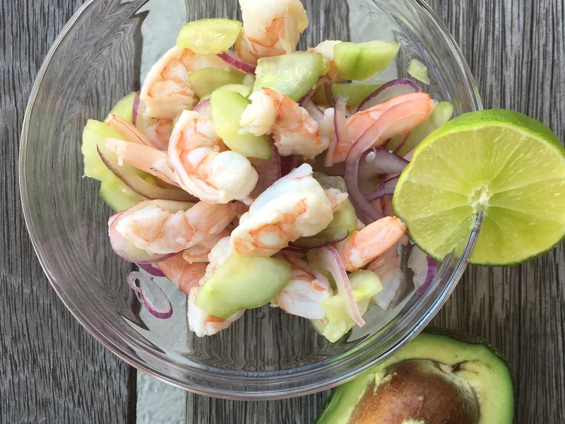 Habanero Shrimp Ceviche with Lime and Cucumber