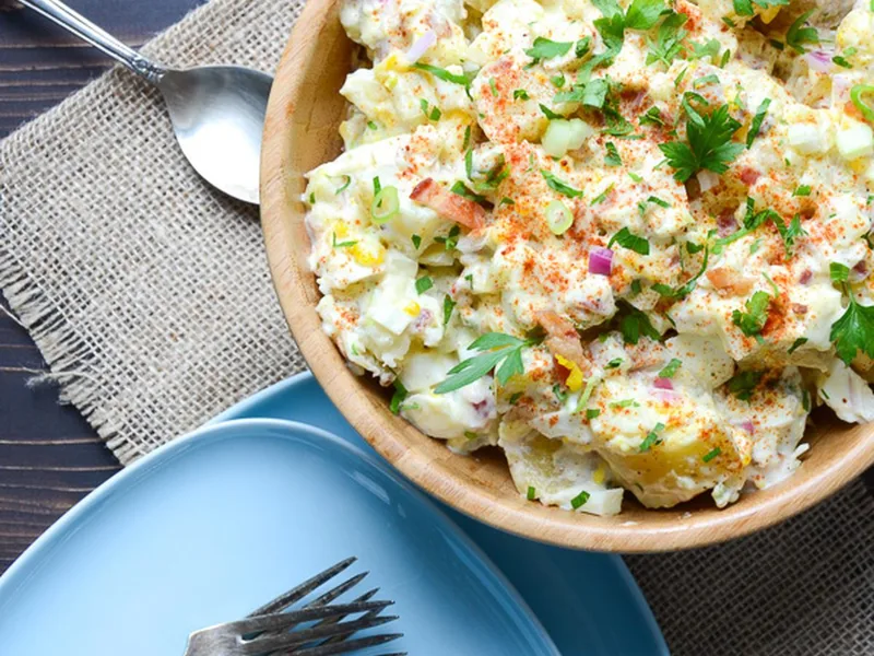 Crispy Bacon and Hard-Boiled Egg Potato Salad with Dijon