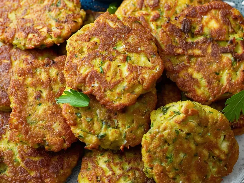 Crispy Cauliflower Paneer Fritters with Yogurt Sauce
