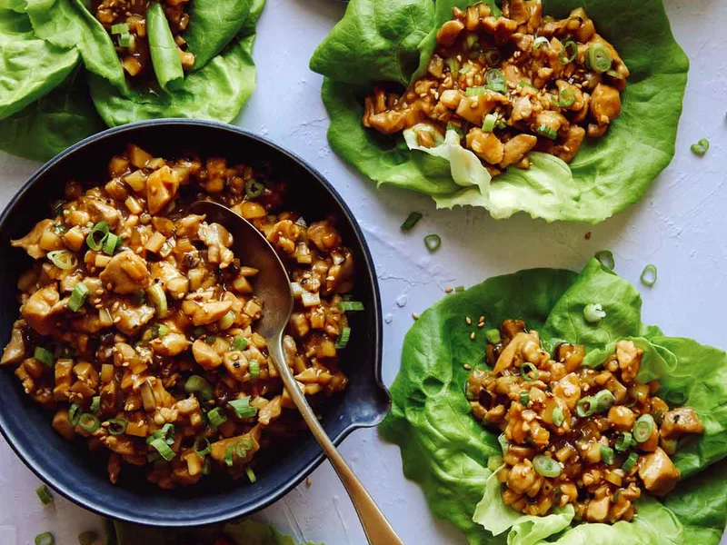 Pan-Seared Chicken Lettuce Wraps with Shiitake