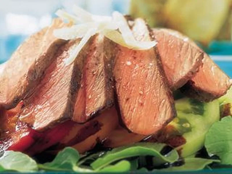 Seared Beef & Heirloom Tomato Salad with Balsamic Reduction