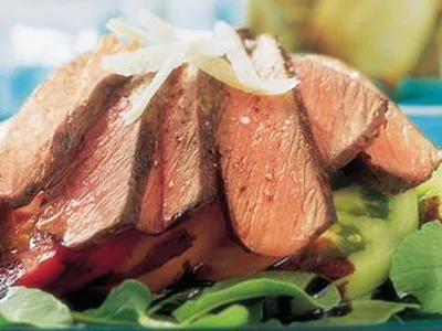 Seared Beef & Heirloom Tomato Salad with Balsamic Reduction