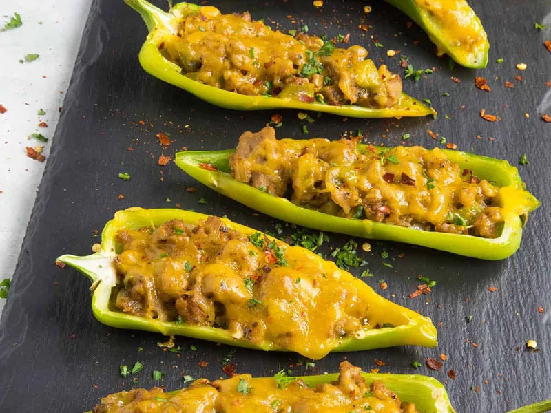 Grilled Turkey and Cheddar Stuffed Anaheim Peppers