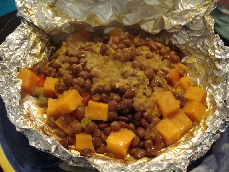 Spiced Sweet Potato Lentil Foil Packets