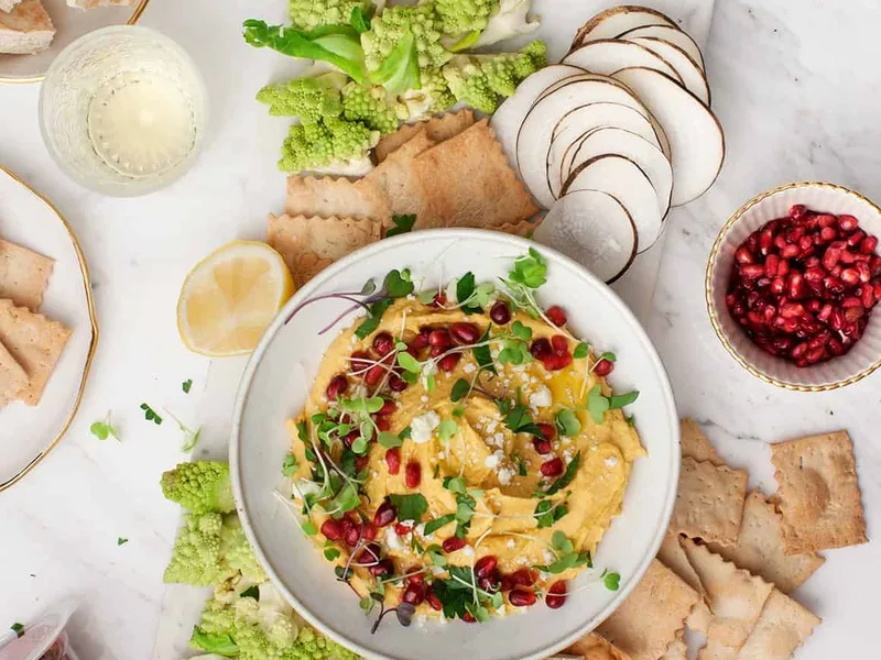 Roasted Butternut Squash Hummus with Feta