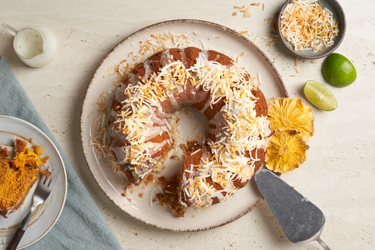 Piña Colada Cake with Coconut Lime Glaze | EasyCook