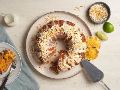Piña Colada Cake with Coconut Lime Glaze