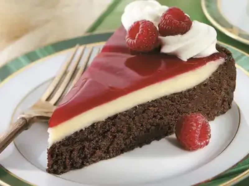 Raspberry-Glazed Double Chocolate Torte with White Chocolate