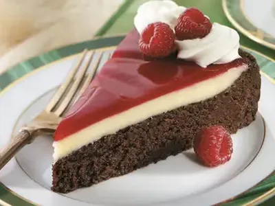 Raspberry-Glazed Double Chocolate Torte with White Chocolate