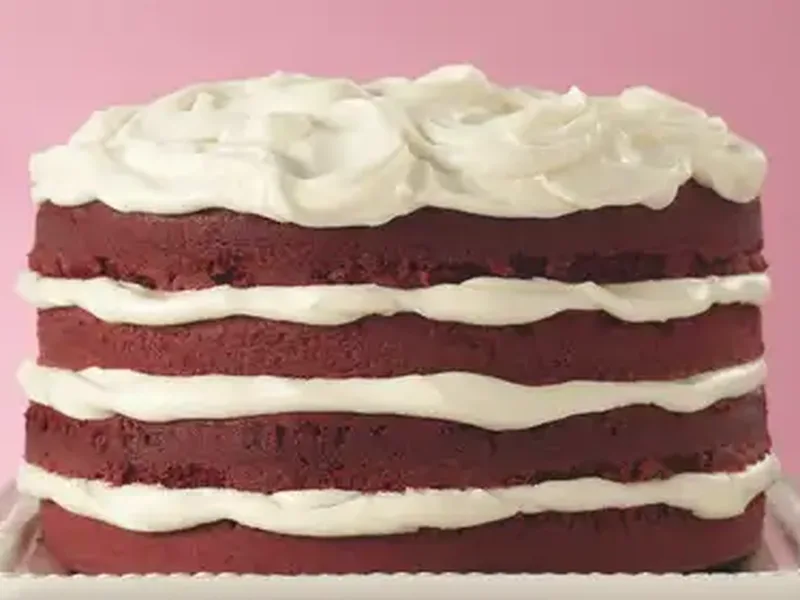 Red Velvet Torte with White Truffle Frosting - 4 Layer Cake