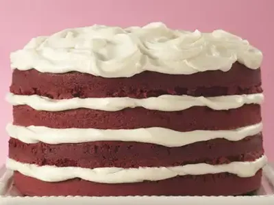 Red Velvet Torte with White Truffle Frosting - 4 Layer Cake