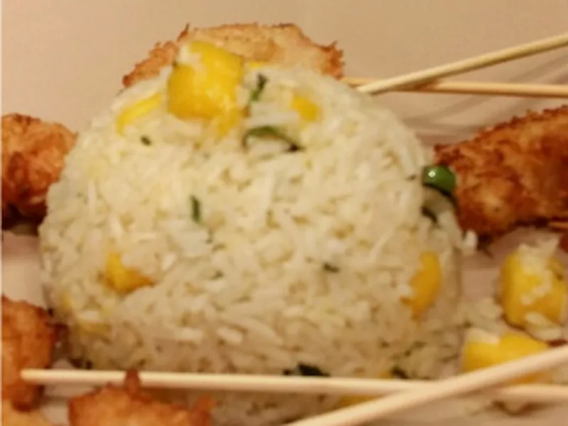 Coconut Mango Rice with Fresh Mint
