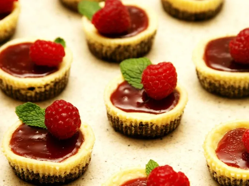 Mini Black-Bottom Chocolate Cookie Crust Cheesecakes