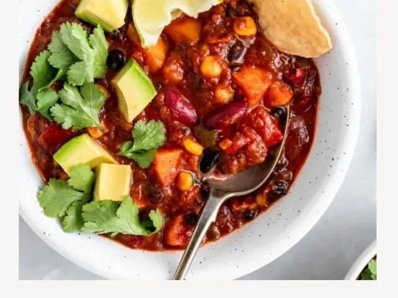 Loaded Vegetarian Chili with Beans and Peppers
