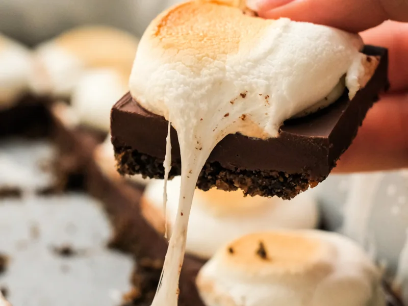 Oreo S'mores Bars with Graham Cracker Crust and Marshmallows