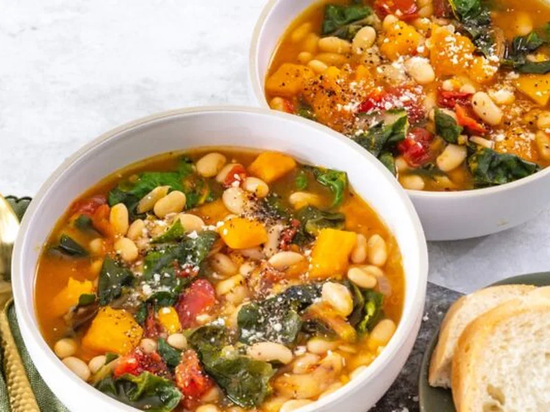 White Bean Soup with Tasso Ham and Winter Squash