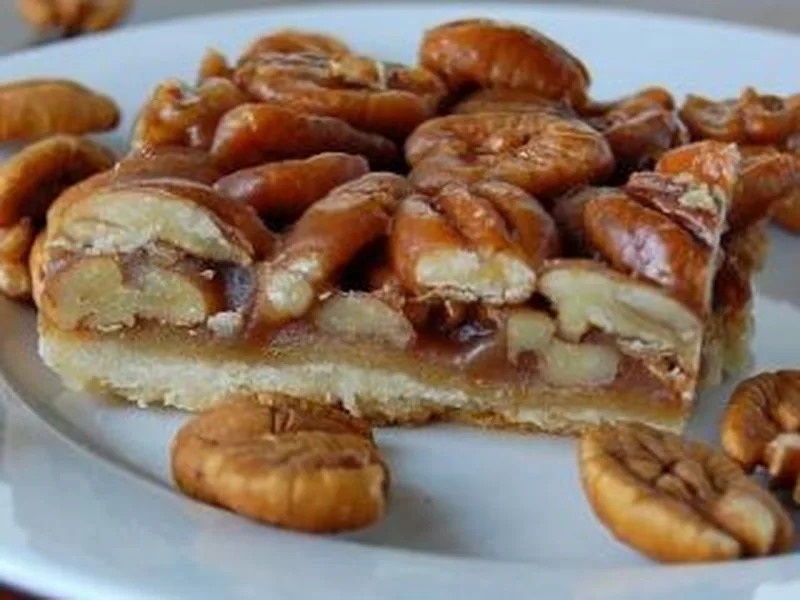 Honey Pecan Shortbread Squares with Buttery Crust