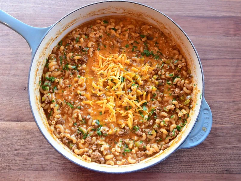 Sloppy Joe Mac and Cheese Casserole - Comfort Food Baked
