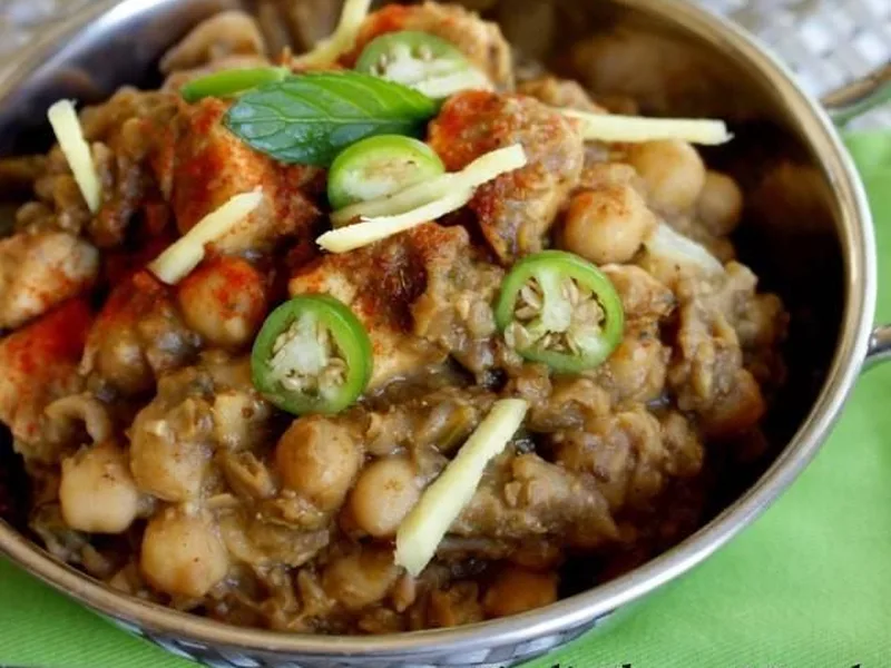 Spicy Tangy Pindi Chana with Paneer Chickpea Curry