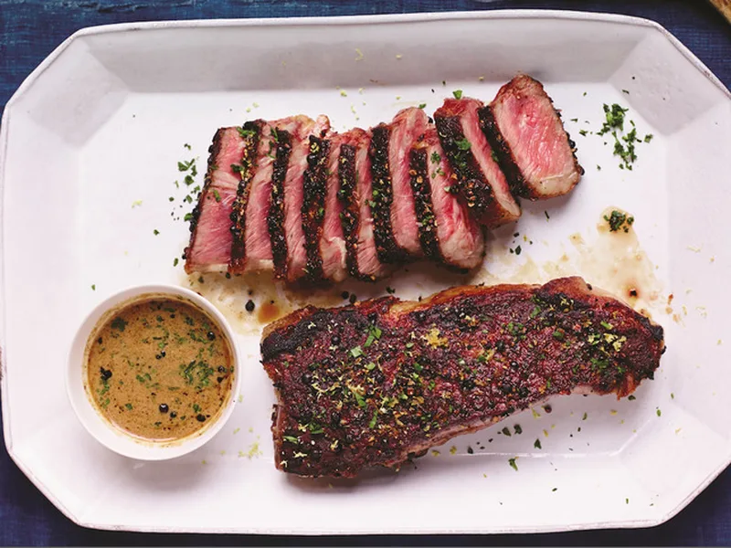Classic French Steak Au Poivre with Cognac Pan Sauce