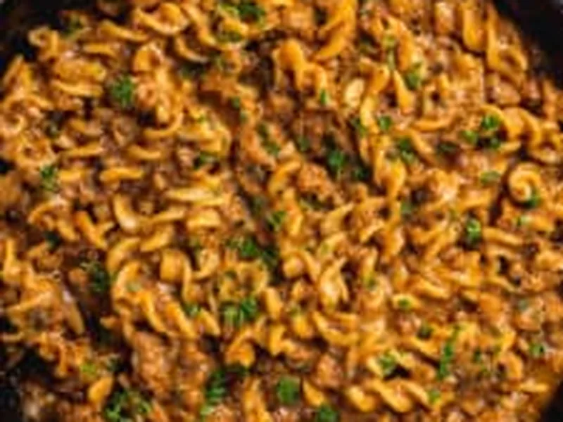 One-Pot Vegan Cheeseburger Pasta with Plant-Based Ground