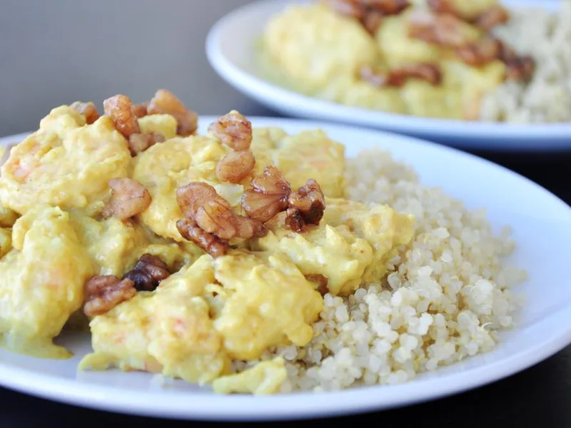 Pan-Fried Shrimp With Candied Walnuts and Melon