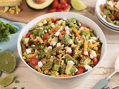 Festive Taco Pasta Salad with Goat Cheese