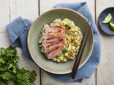 Pan-Seared Duck Breast with Red Curry Jasmine Rice