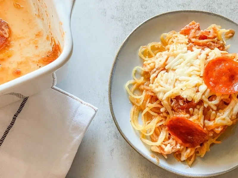 Low-Carb Pepperoni Pizza Spaghetti Squash Casserole