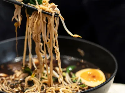 Seared Beef Udon with Bone Broth