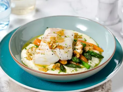 Pan-Seared Salt-Cured Cod with Potato Cream