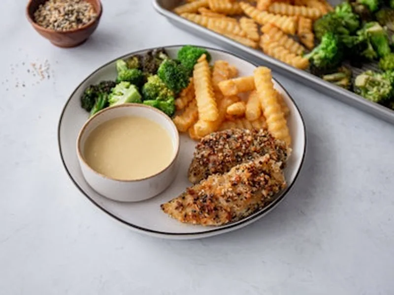 Everything Bagel Crusted Chicken Tenders with Honey Mustard