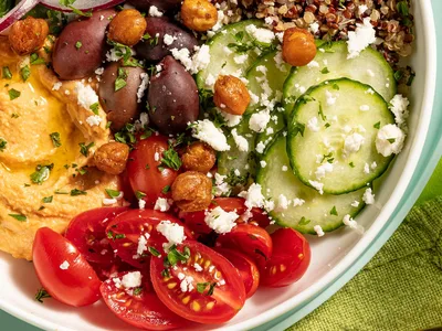 Mediterranean Hummus Bowl with Crispy Chickpeas