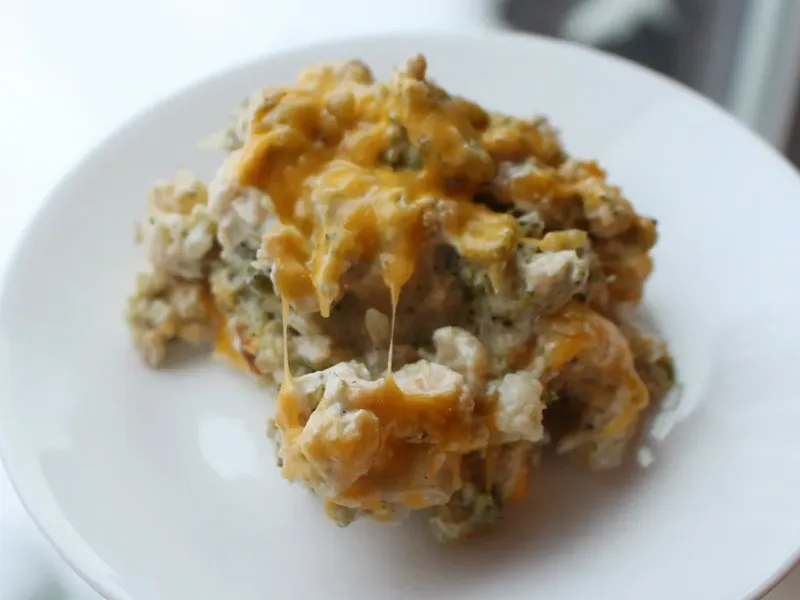 Slow Cooker Low Carb Broccoli Cheddar Cauliflower Casserole