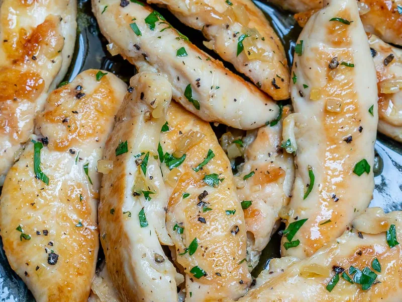 Honey Garlic Butter Chicken Tenders with Apple Cider Vinegar
