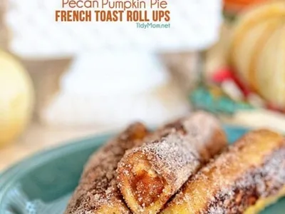Pecan Pumpkin Pie French Toast Roll Ups with Cinnamon Sugar