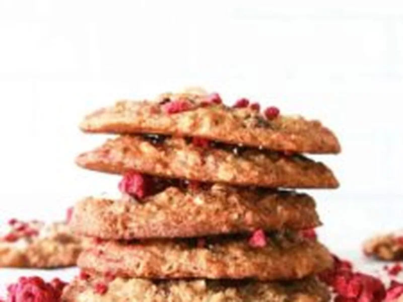 Chewy Almond Flour White Chocolate Raspberry Oatmeal Cookies