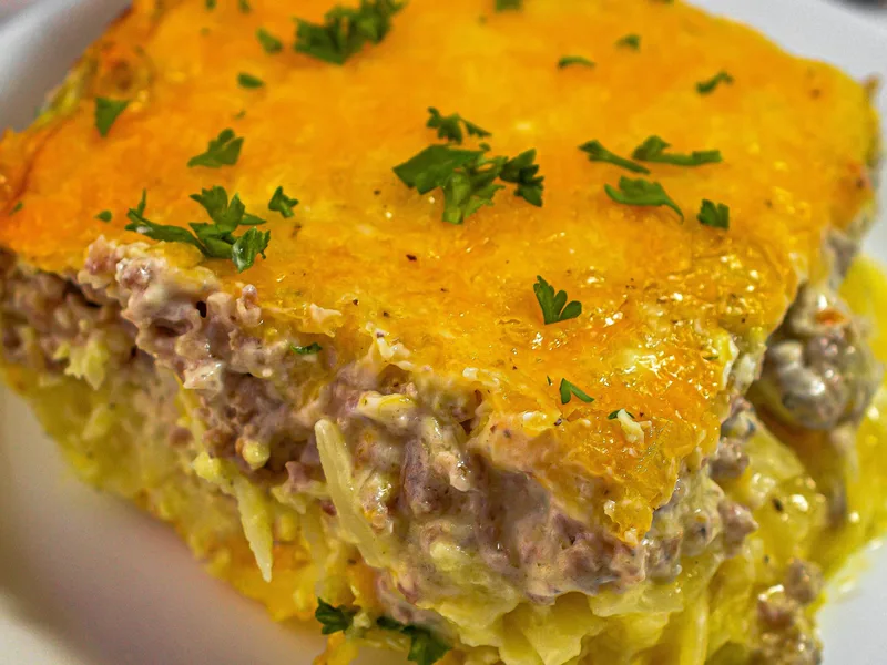 Sausage Egg Cream Cheese Hashbrown Casserole