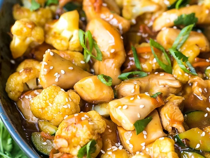 Teriyaki Chicken and Cauliflower Stir-Fry with Brown Rice