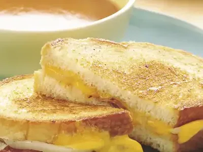 Pan-Fried Bacon Cheddar and Onion Sandwiches