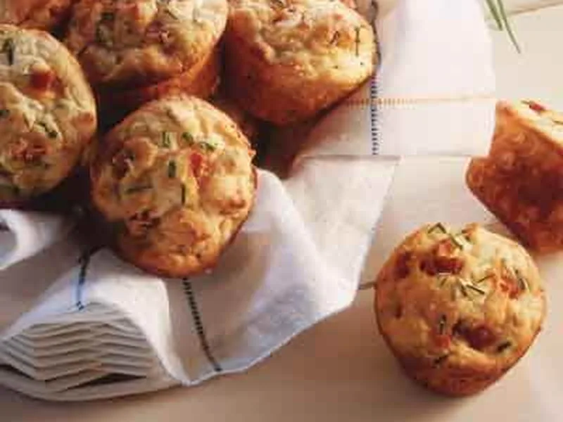 Pepperoni Chive Mini Muffins with Sour Cream