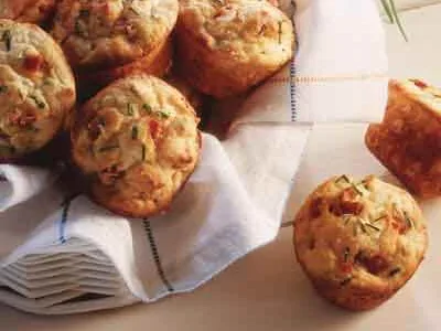 Pepperoni Chive Mini Muffins with Sour Cream